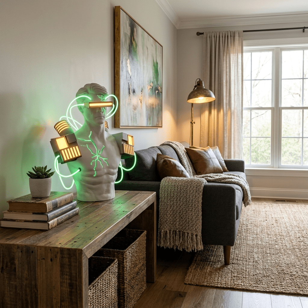 Neon Circuit Bust Sculpture Table Lamp