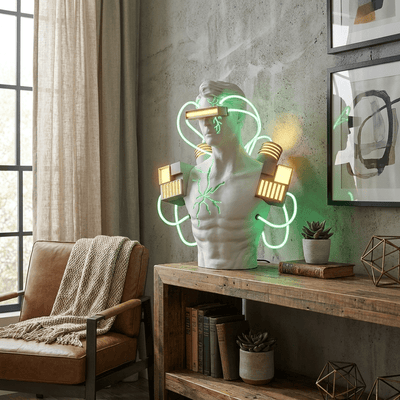 Neon Circuit Bust Sculpture Table Lamp