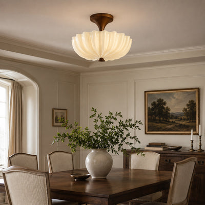 Glenwick Scalloped Wood Flush Mount