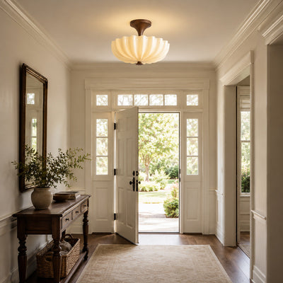Glenwick Scalloped Wood Flush Mount