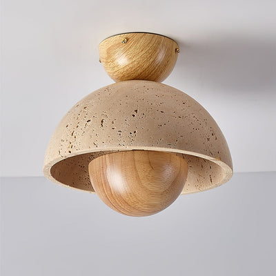 Tavivel Travertine Wood Ceiling Light