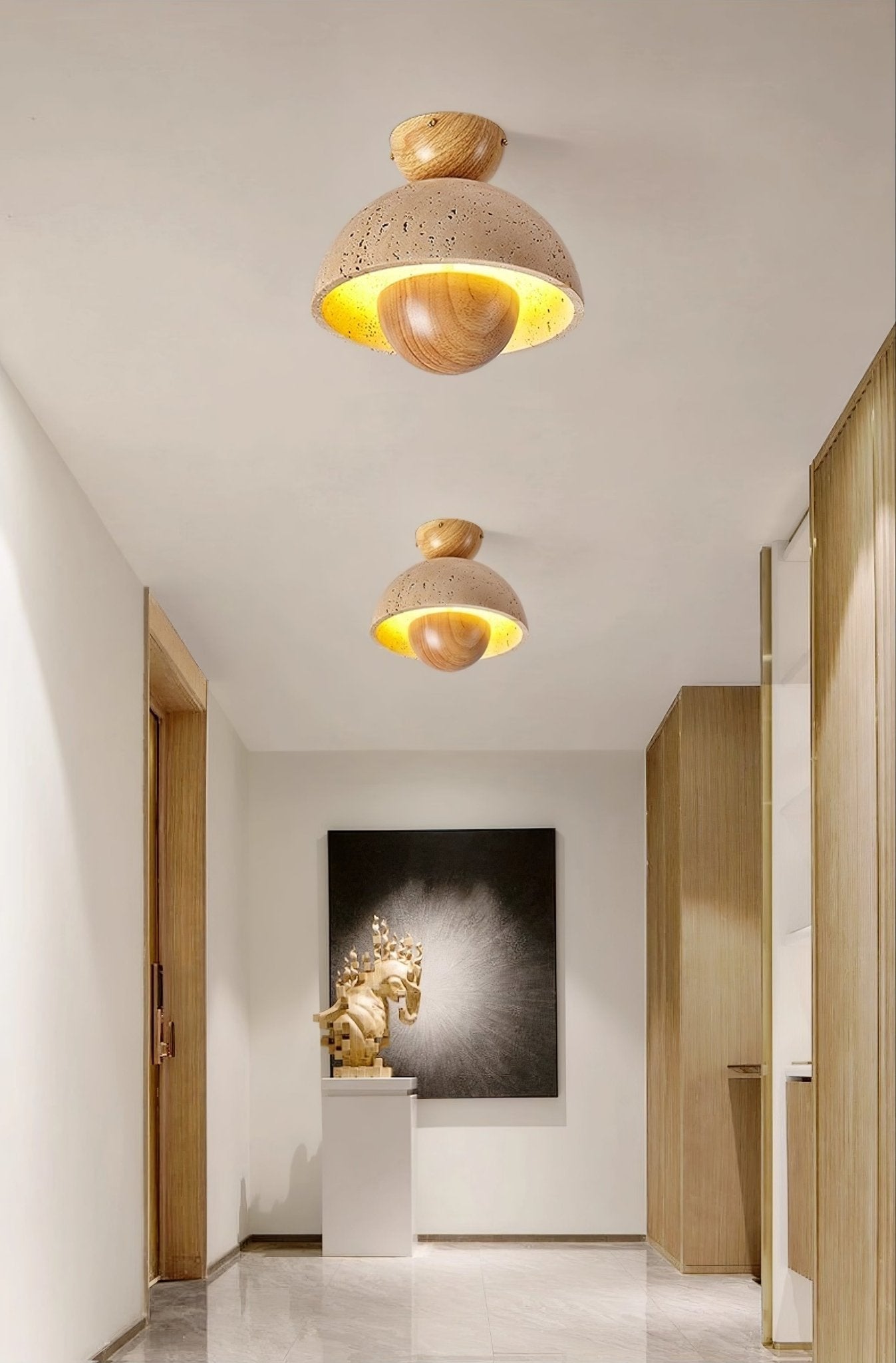 Tavivel Travertine Wood Ceiling Light