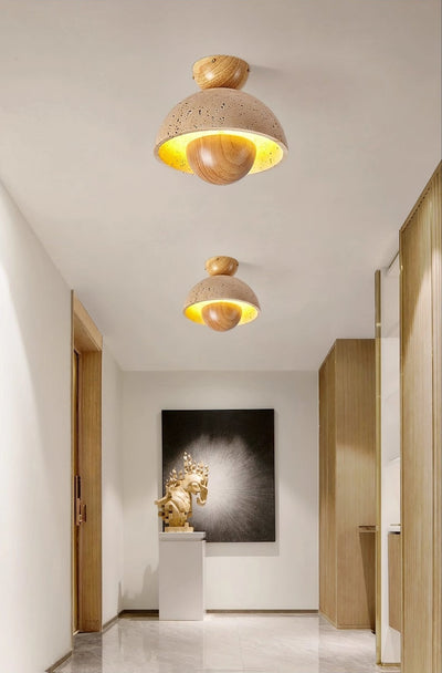 Tavivel Travertine Wood Ceiling Light