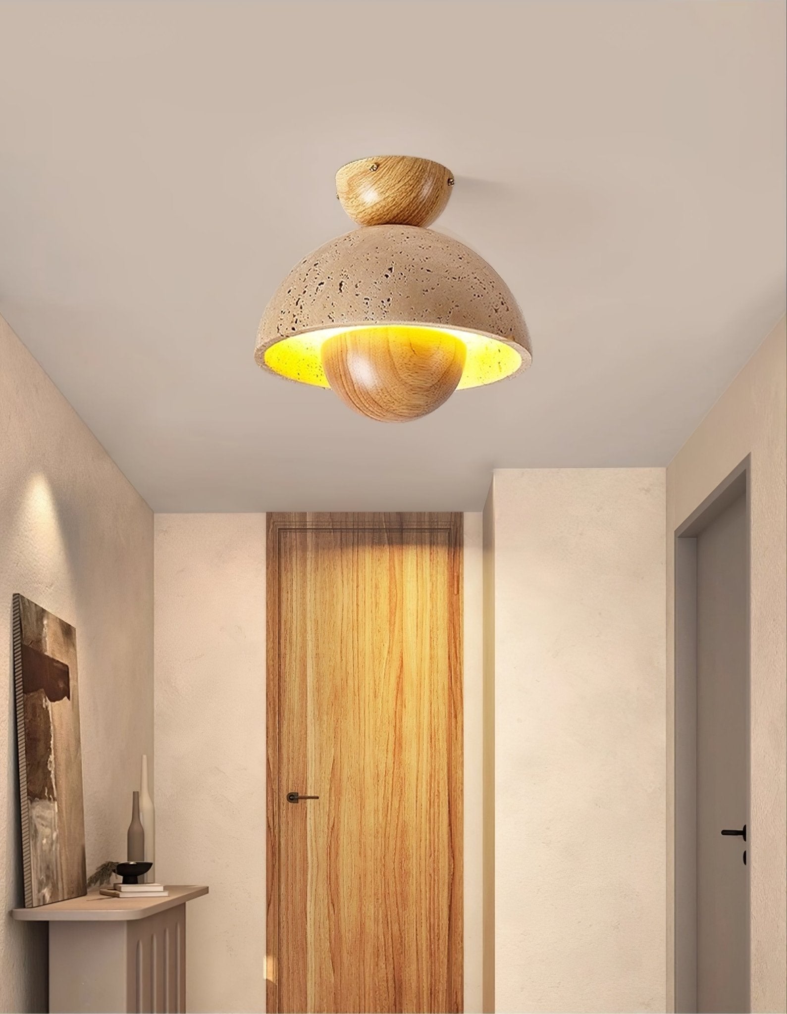 Tavivel Travertine Wood Ceiling Light