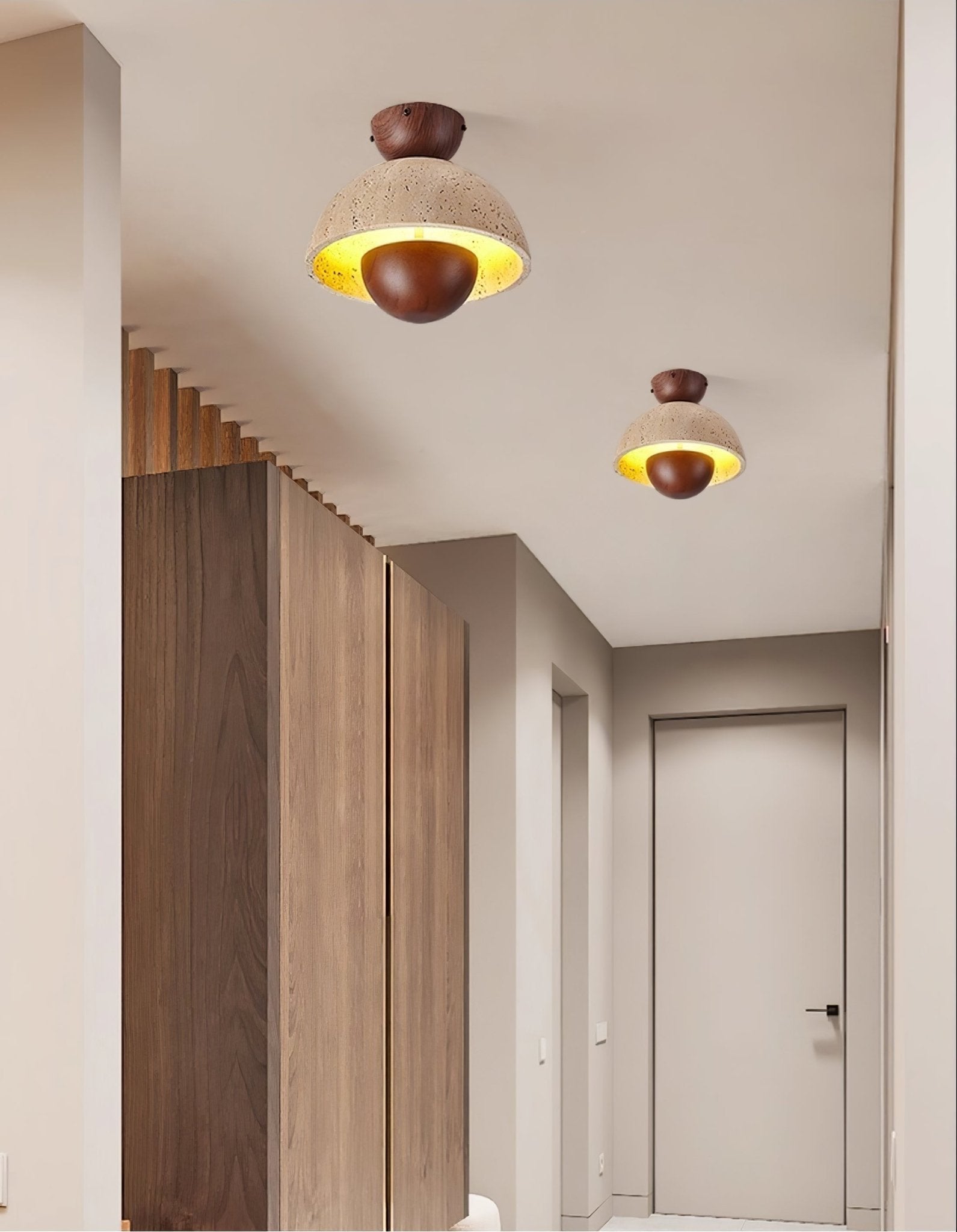 Tavivel Travertine Wood Ceiling Light
