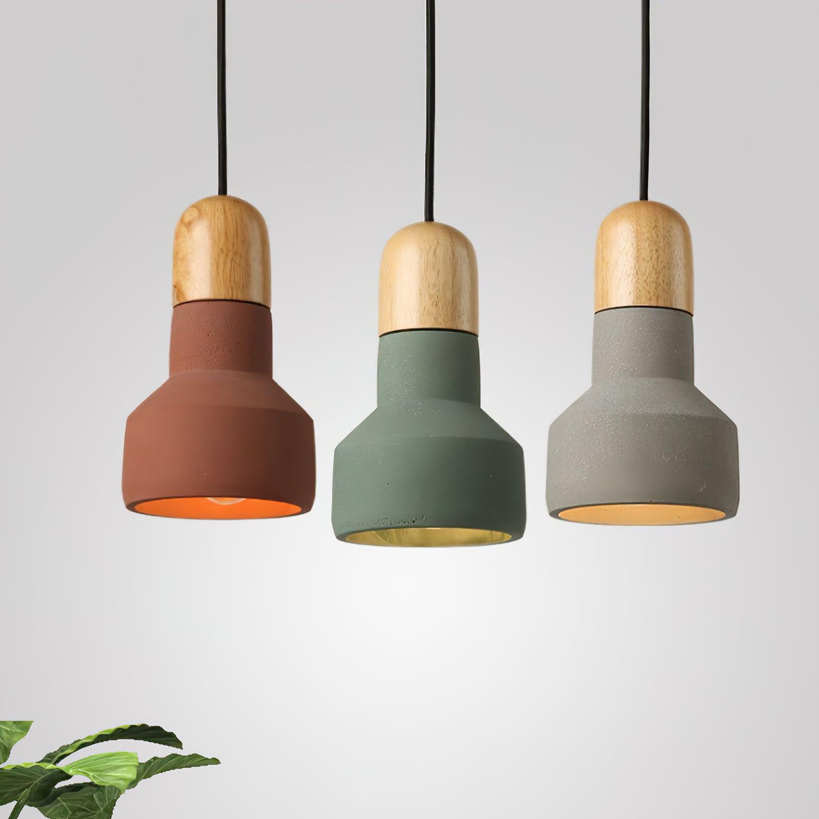 Trio Rustic Wood Pendant Light