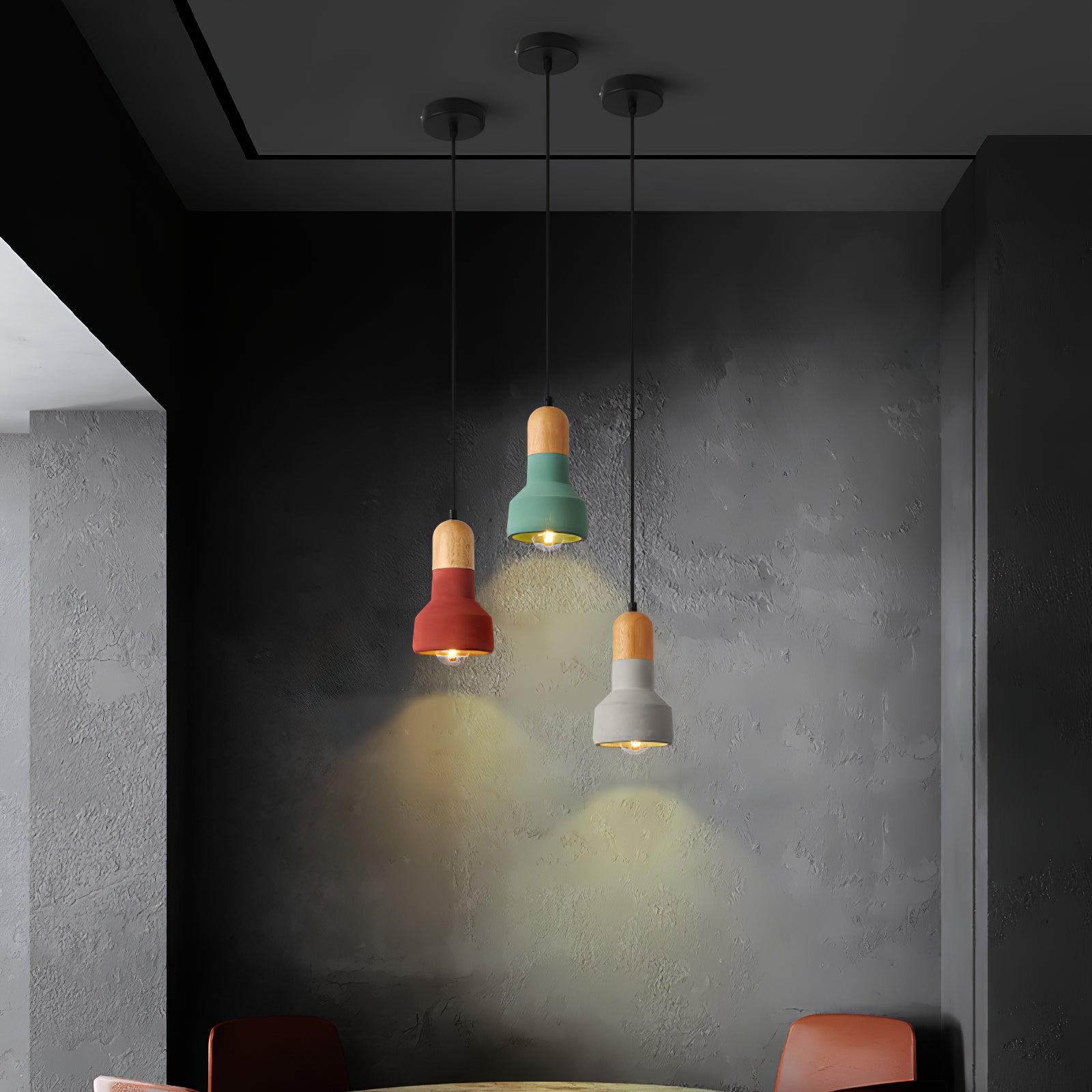 Trio Rustic Wood Pendant Light