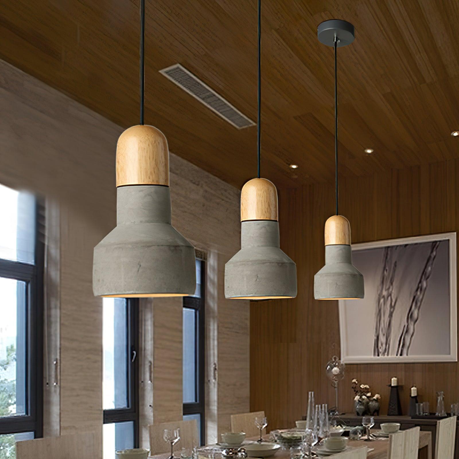 Trio Rustic Wood Pendant Light