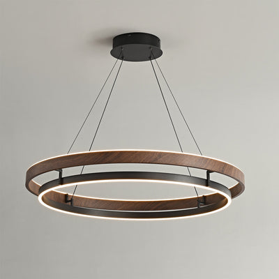 Niseko Chandelier Double Ring Design With LED Glow - Neutral Decor