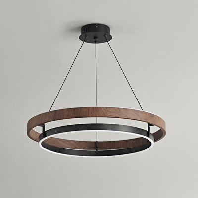Niseko Chandelier Double Ring Design With LED Glow - Neutral Decor