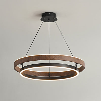 Niseko Chandelier Double Ring Design With LED Glow - Neutral Decor