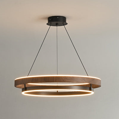 Niseko Chandelier Double Ring Design With LED Glow - Neutral Decor