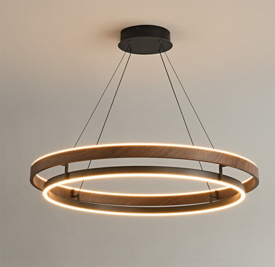 Niseko Chandelier Double Ring Design With LED Glow - Neutral Decor