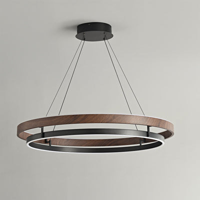 Niseko Chandelier Double Ring Design With LED Glow - Neutral Decor