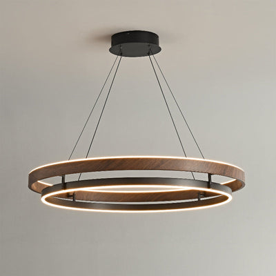 Niseko Chandelier Double Ring Design With LED Glow - Neutral Decor