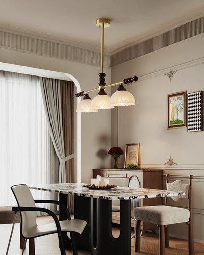 Codoriel Traditional Balance Island Wood Glass Pendant Lamp