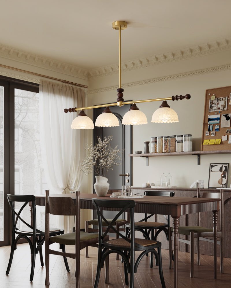 Codoriel Traditional Balance Island Wood Glass Pendant Lamp