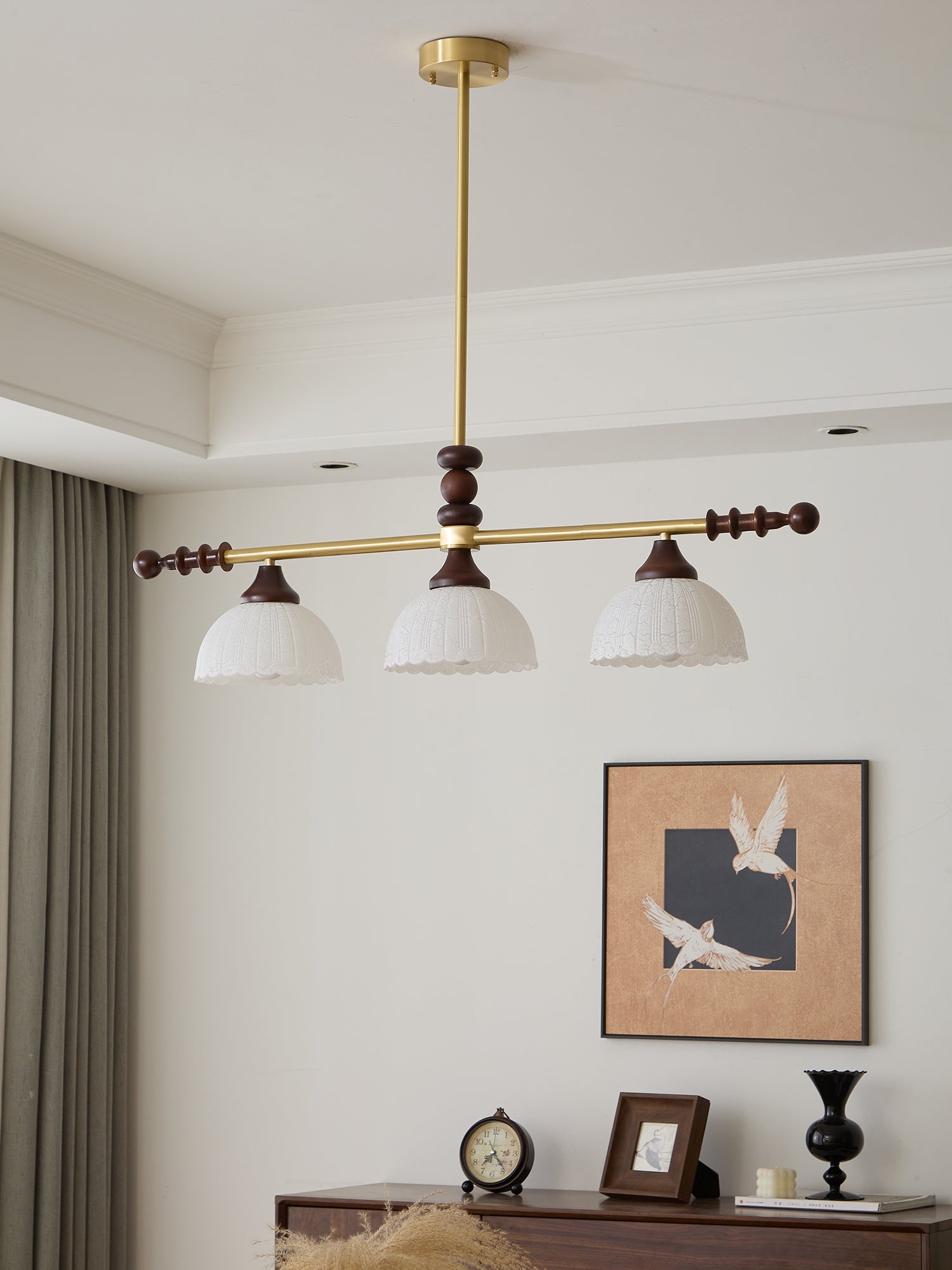 Codoriel Traditional Balance Island Wood Glass Pendant Lamp