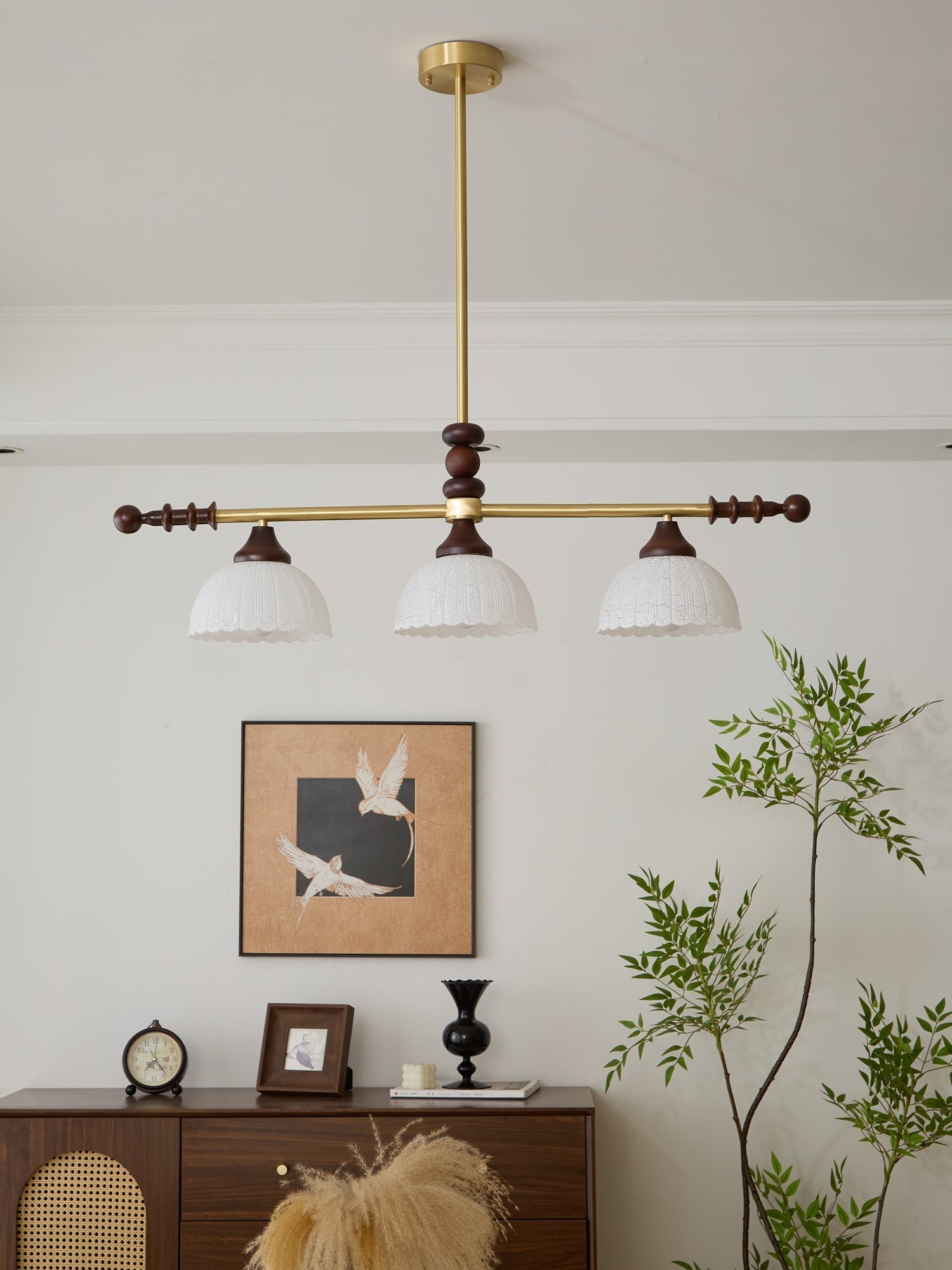 Codoriel Traditional Balance Island Wood Glass Pendant Lamp