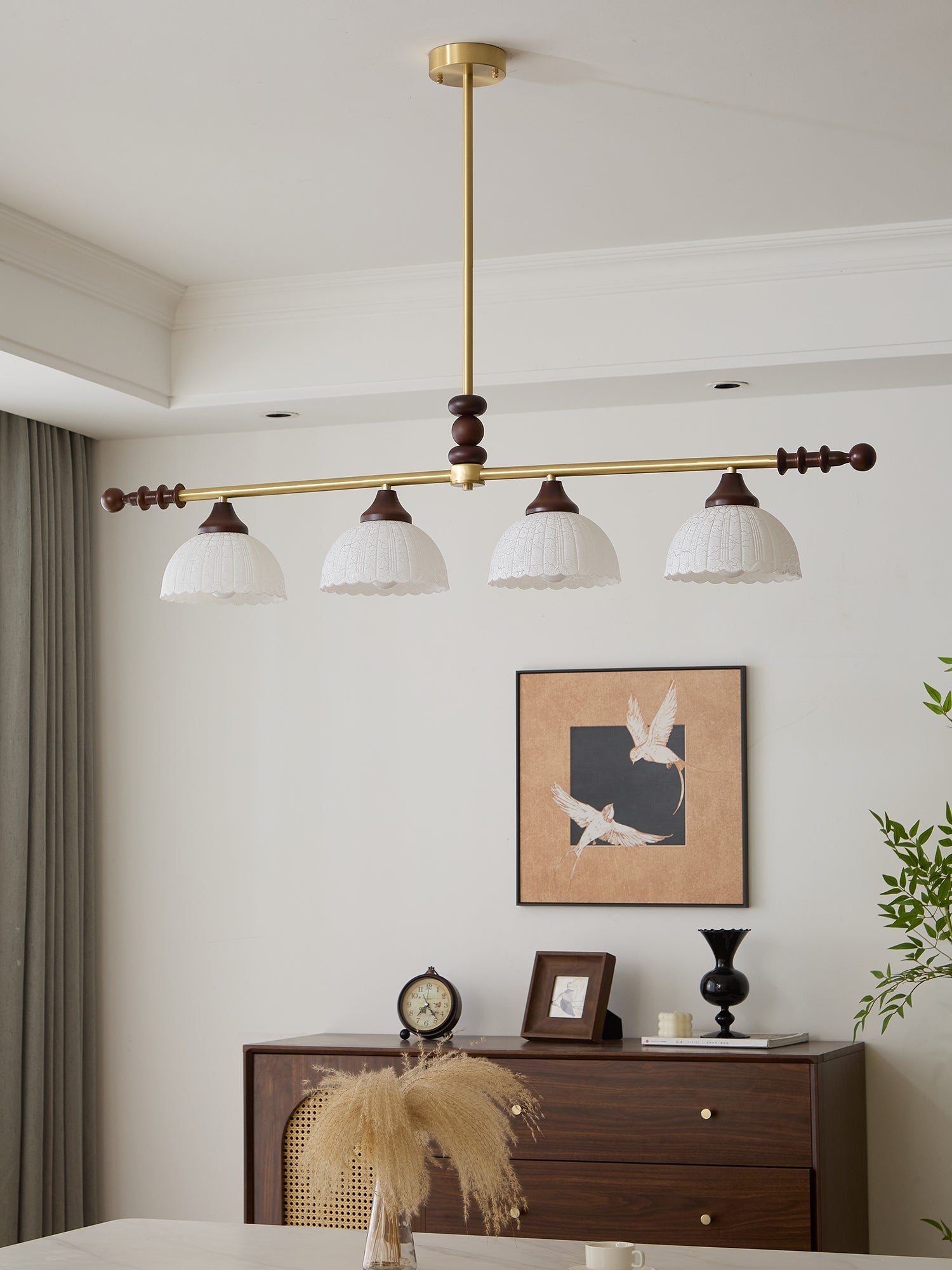 Codoriel Traditional Balance Island Wood Glass Pendant Lamp