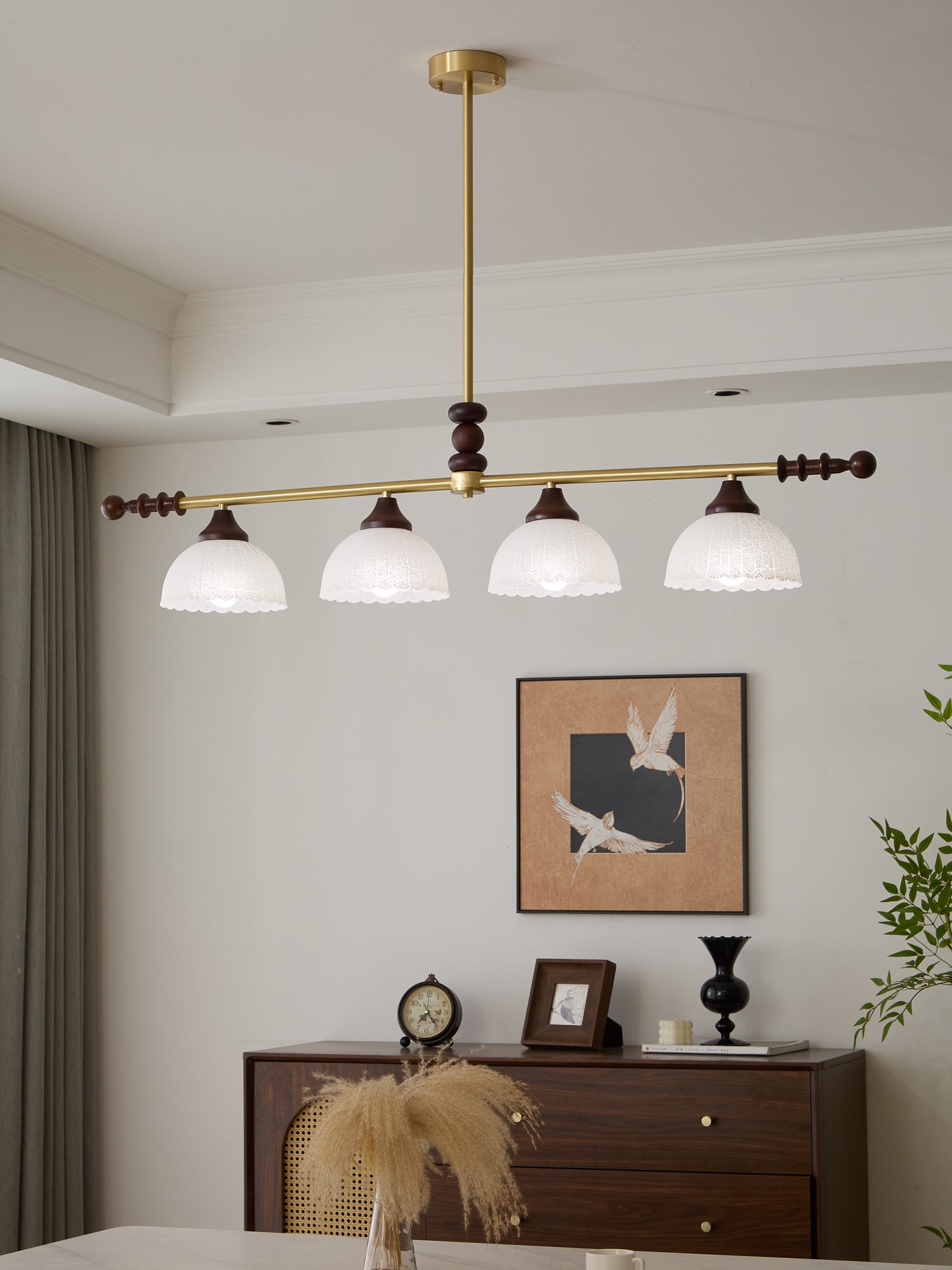 Codoriel Traditional Balance Island Wood Glass Pendant Lamp