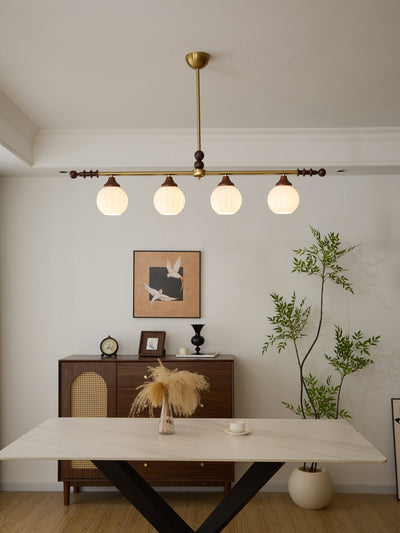Codoriel Traditional Balance Island Wood Glass Pendant Lamp