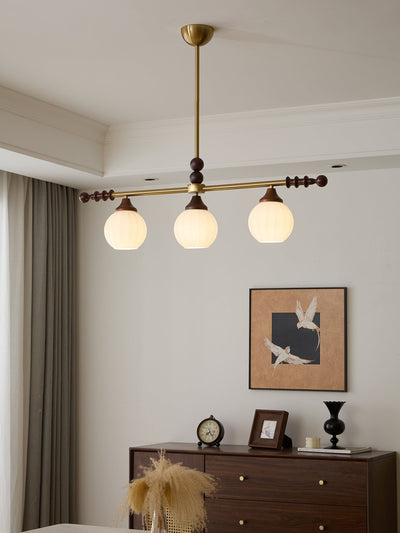 Codoriel Traditional Balance Island Wood Glass Pendant Lamp