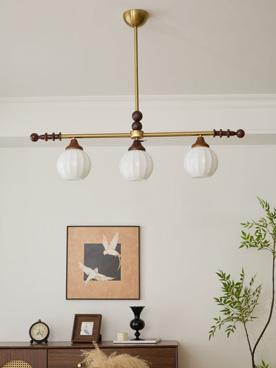 Codoriel Traditional Balance Island Wood Glass Pendant Lamp