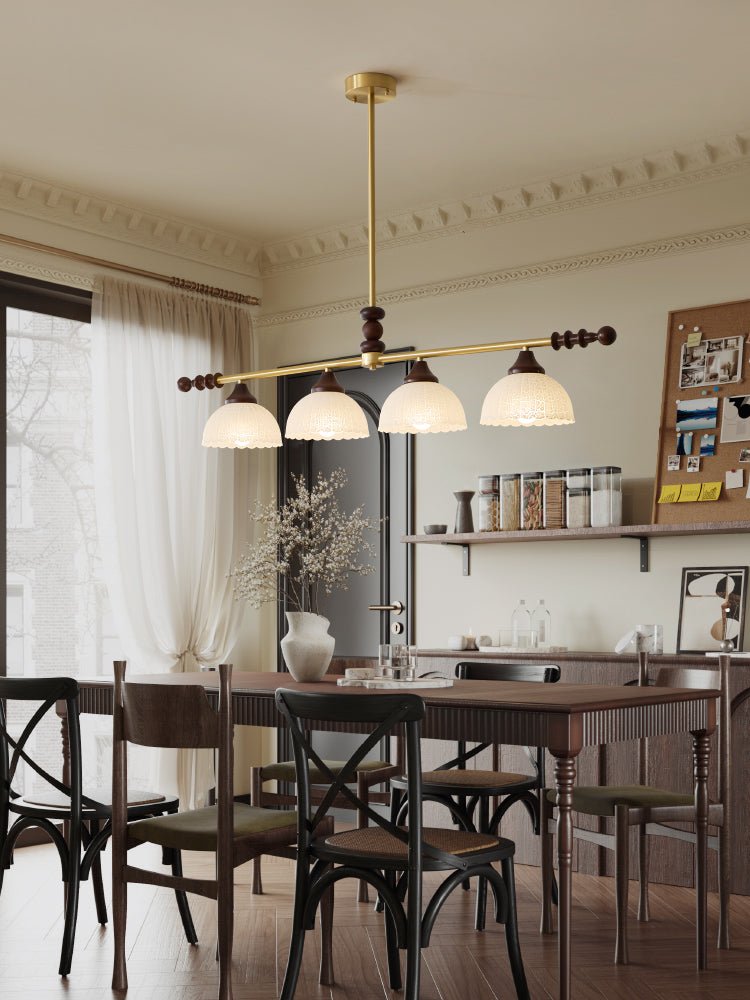 Codoriel Traditional Balance Island Wood Glass Pendant Lamp