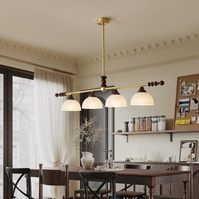 Codoriel Traditional Balance Island Wood Glass Pendant Lamp