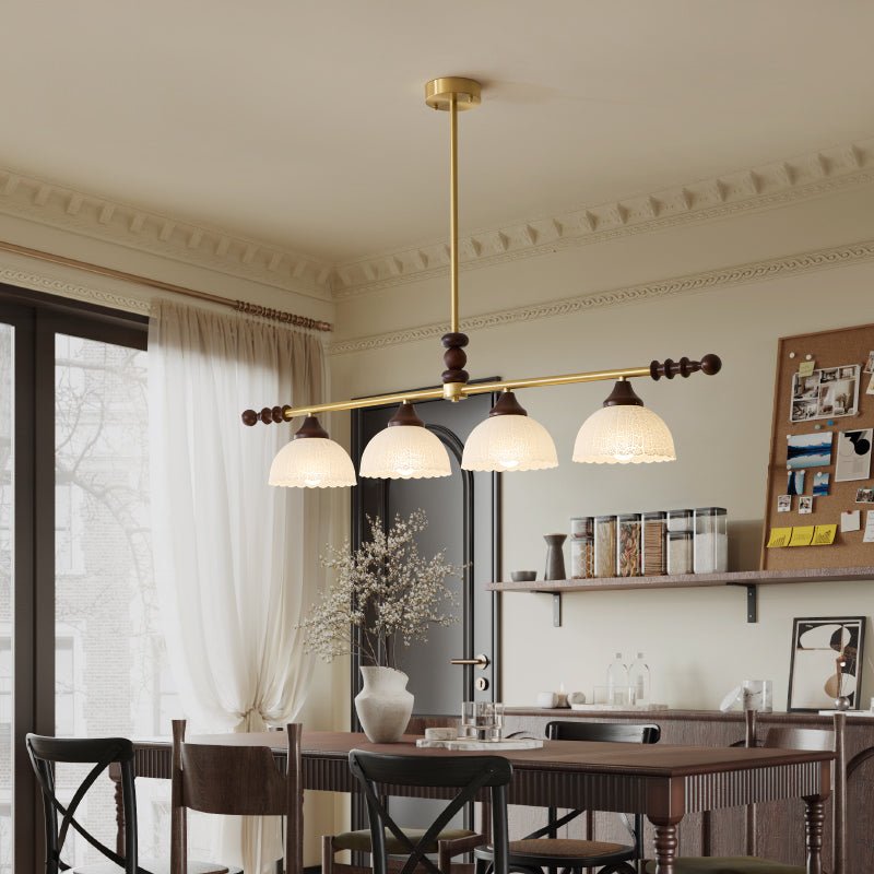 Codoriel Traditional Balance Island Wood Glass Pendant Lamp