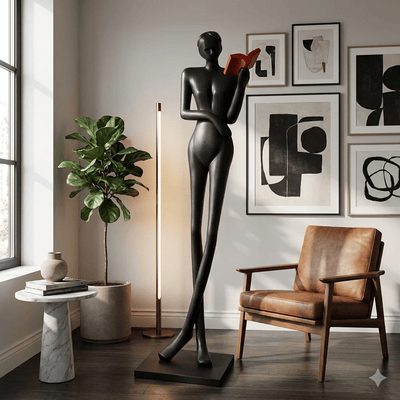 Noir Muse Reading Sculpture