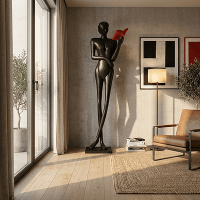 Noir Muse Reading Sculpture