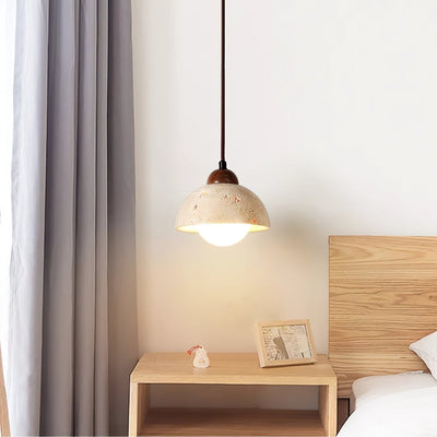 Lunex Dome-Shaped Travertine Pendant Light