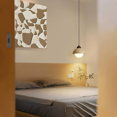 Lunex Dome-Shaped Travertine Pendant Light