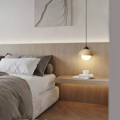 Lunex Dome-Shaped Travertine Pendant Light