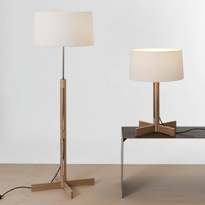Rinivena Wood & Fabric Contemporary Table Lamp