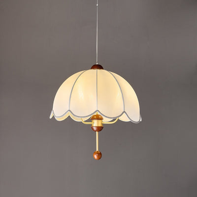 Varaeia Traditional Elegance Bloom Fabric Wood Pendant Lamp