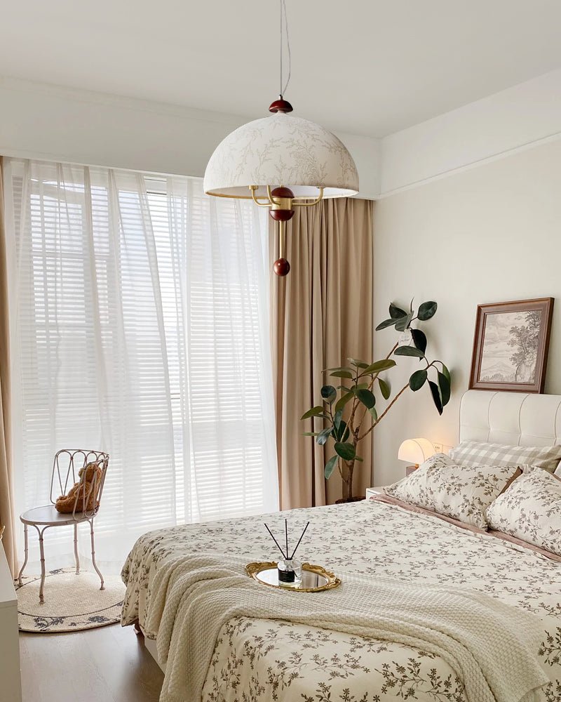 Varaeia Traditional Elegance Bloom Fabric Wood Pendant Lamp
