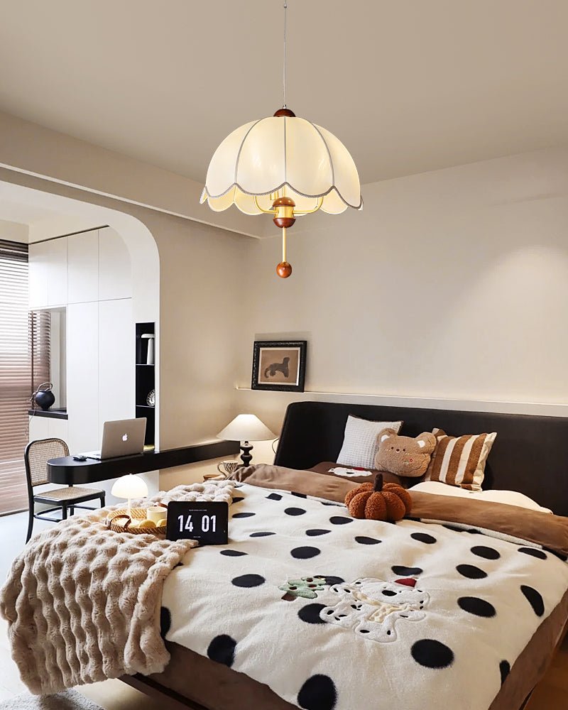 Varaeia Traditional Elegance Bloom Fabric Wood Pendant Lamp