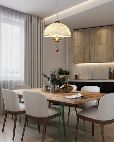 Varaeia Traditional Elegance Bloom Fabric Wood Pendant Lamp