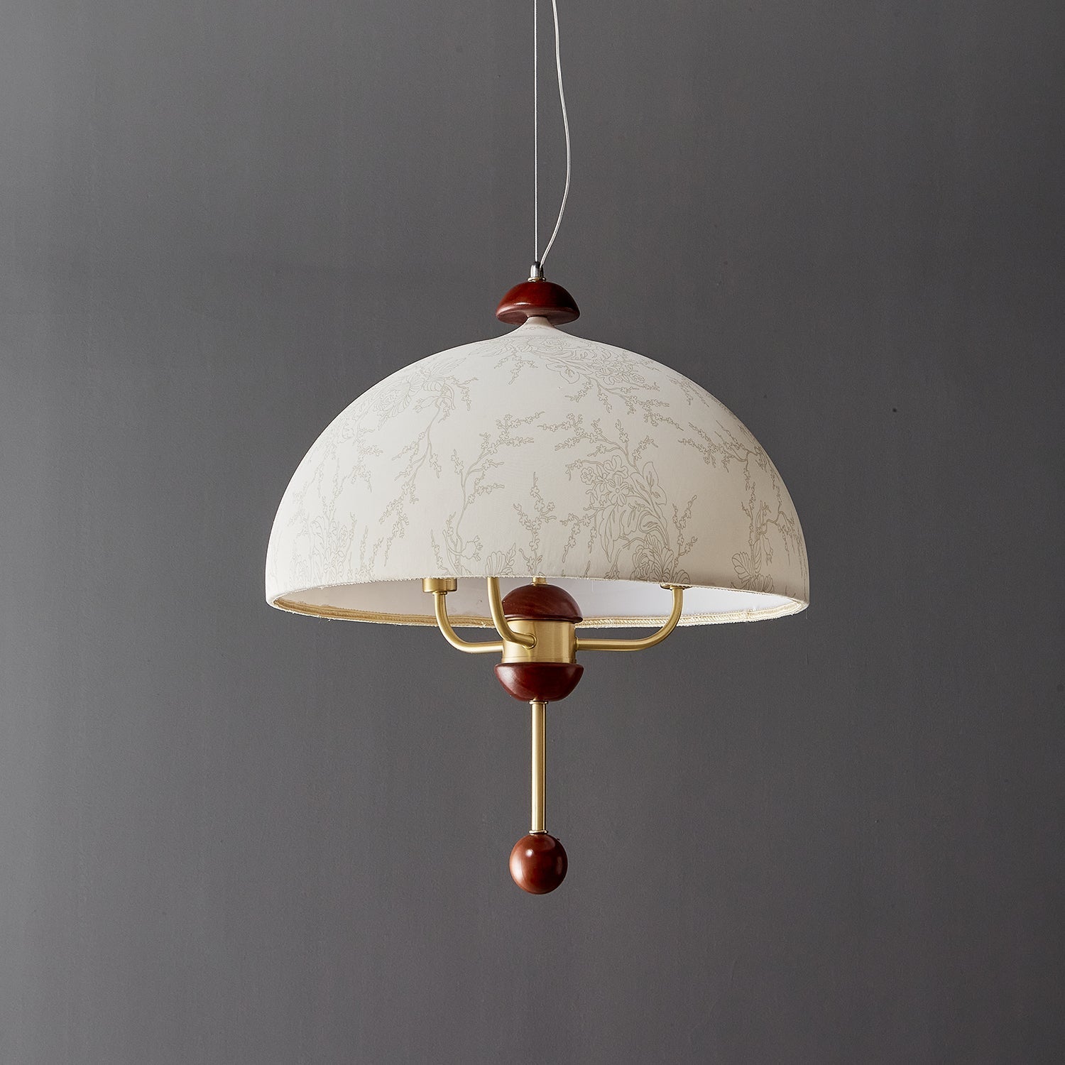 Varaeia Traditional Elegance Bloom Fabric Wood Pendant Lamp