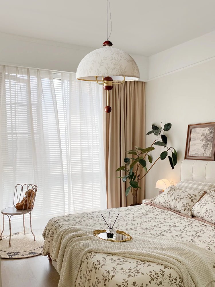 Varaeia Traditional Elegance Bloom Fabric Wood Pendant Lamp