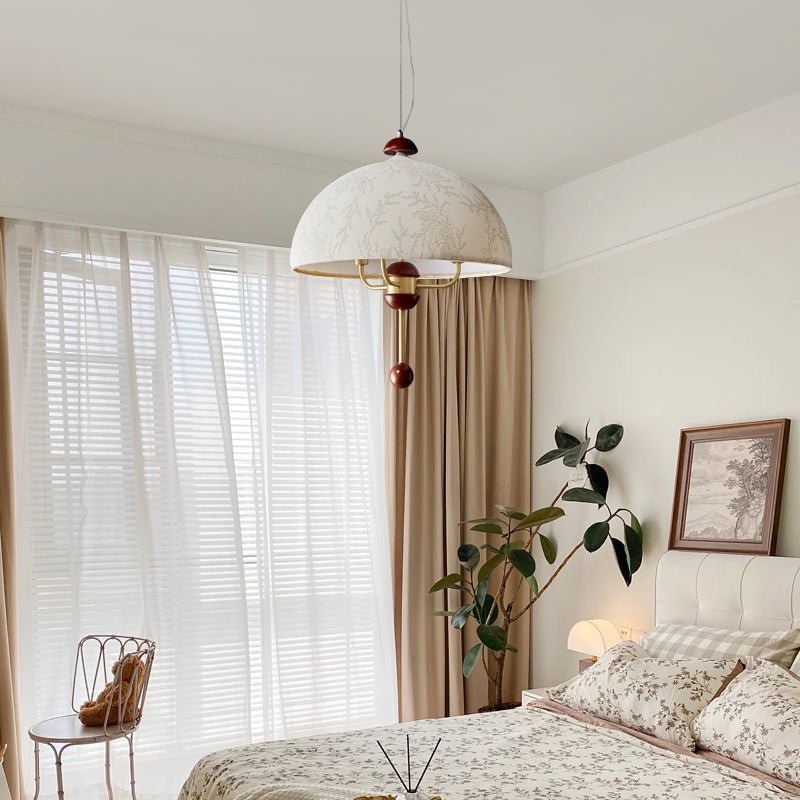 Varaeia Traditional Elegance Bloom Fabric Wood Pendant Lamp