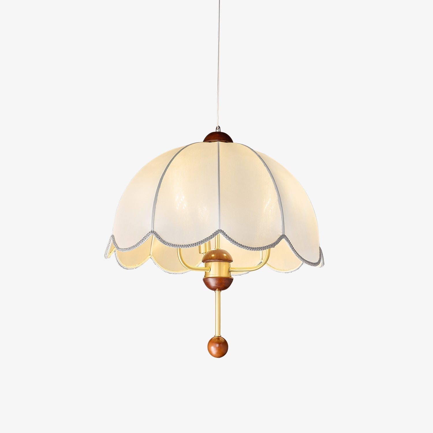 Varaeia Traditional Elegance Bloom Fabric Wood Pendant Lamp