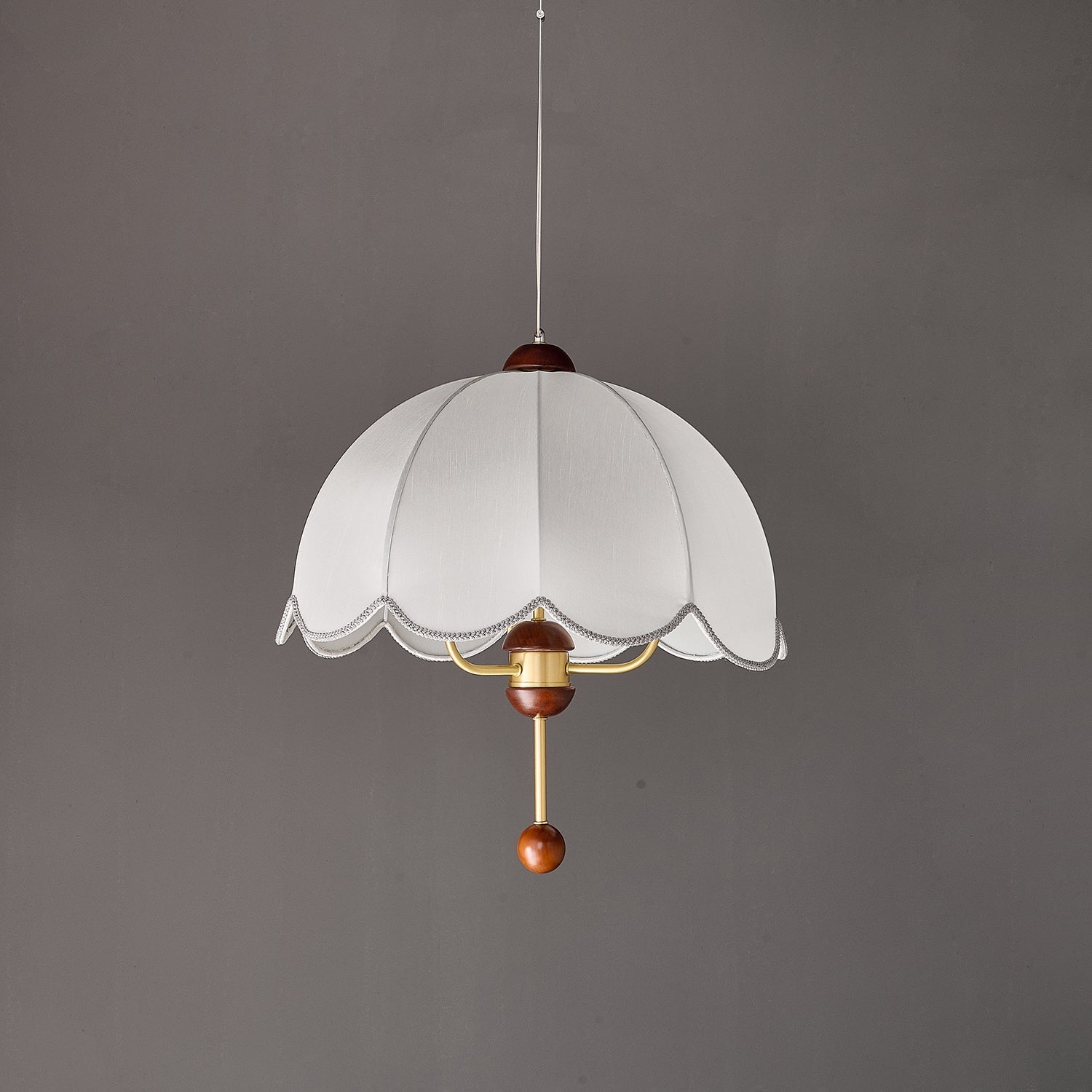 Varaeia Traditional Elegance Bloom Fabric Wood Pendant Lamp