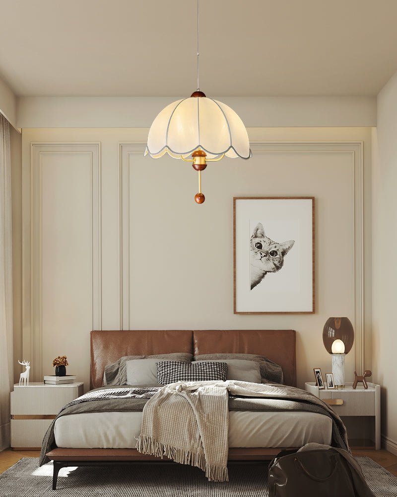 Varaeia Traditional Elegance Bloom Fabric Wood Pendant Lamp