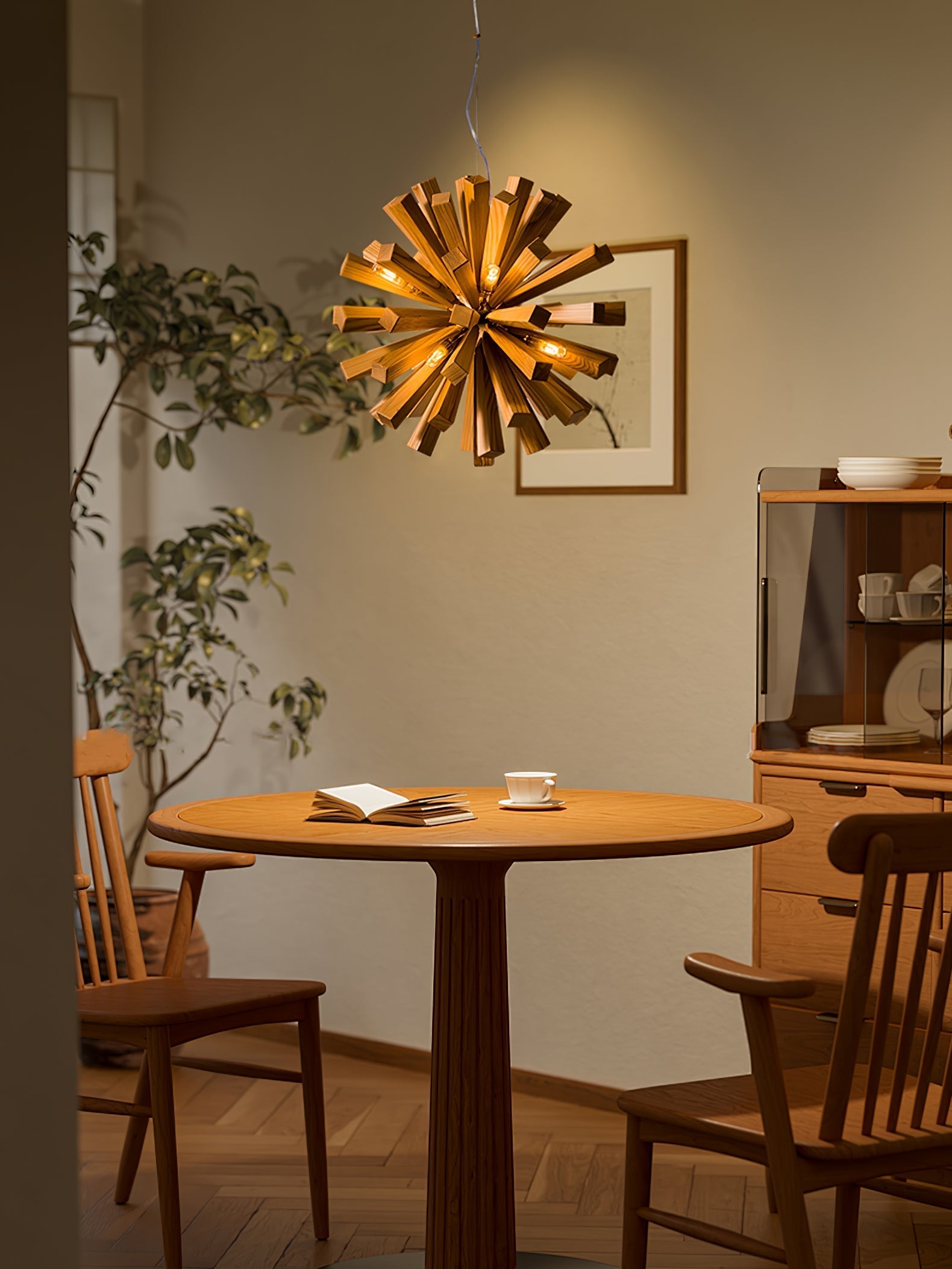 Elvarelle Premium Nordic Art Burst Wood Chandelier