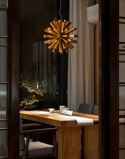 Elvarelle Premium Nordic Art Burst Wood Chandelier