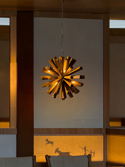 Elvarelle Premium Nordic Art Burst Wood Chandelier